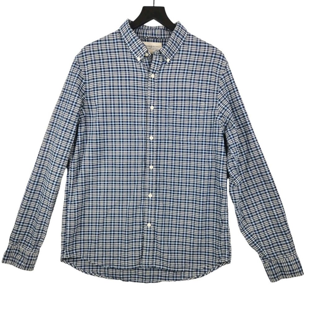 Ralph Lauren Denim & Supply Shirt Men's‎ Large Blue Plaid Cotton Button Down